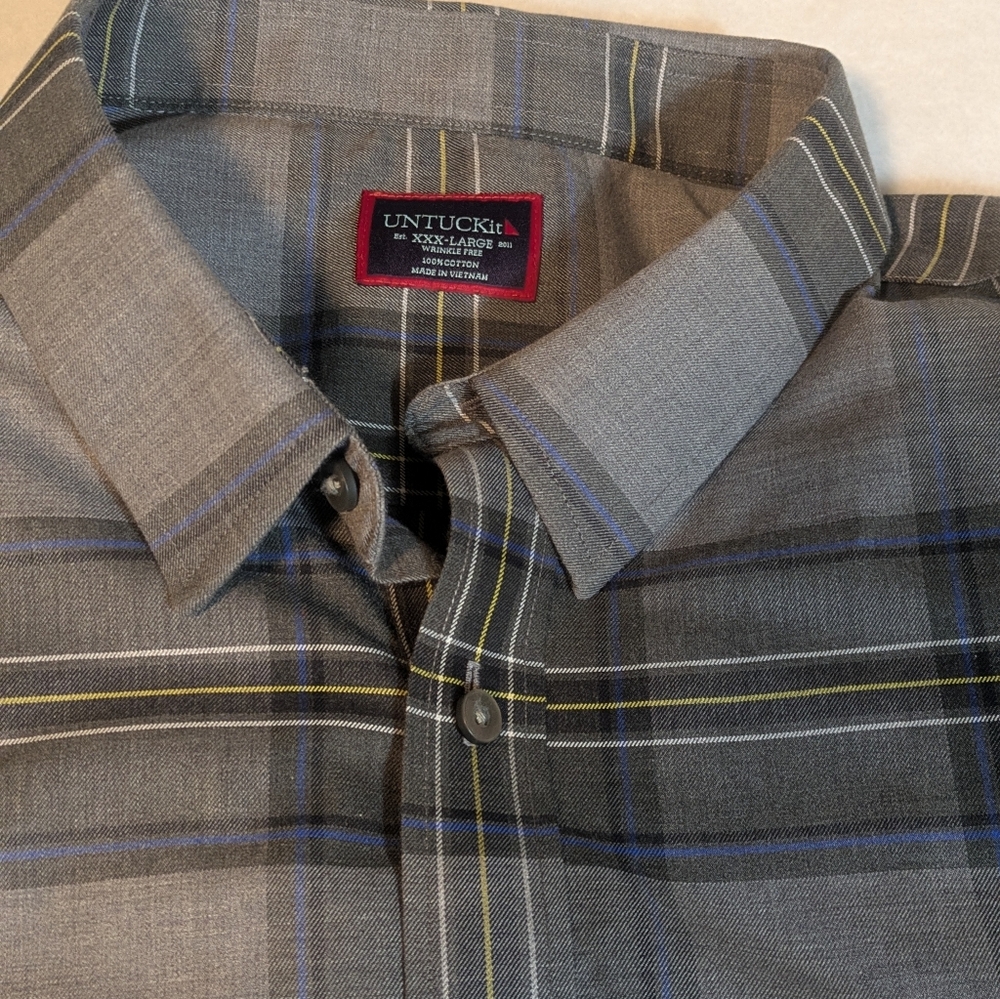 UNTUCKit 3XL Grey Plaid Stretch Cotton Xlt Condition